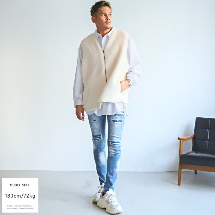 ベスト メンズ フェイクファー[品番：LU000012093]｜LUXSTYLE