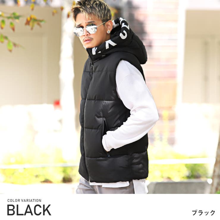 中綿ベスト メンズ ロゴ