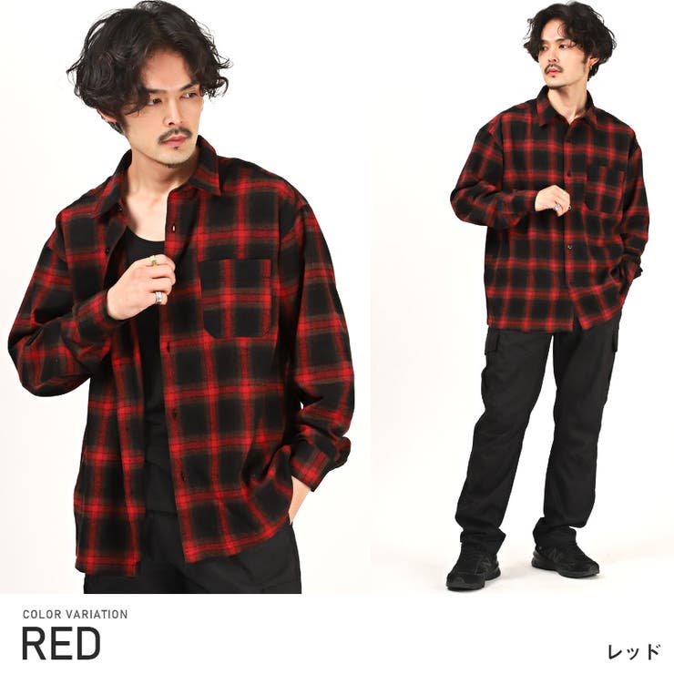長袖シャツ メンズ チェックシャツ[品番：LU000012399