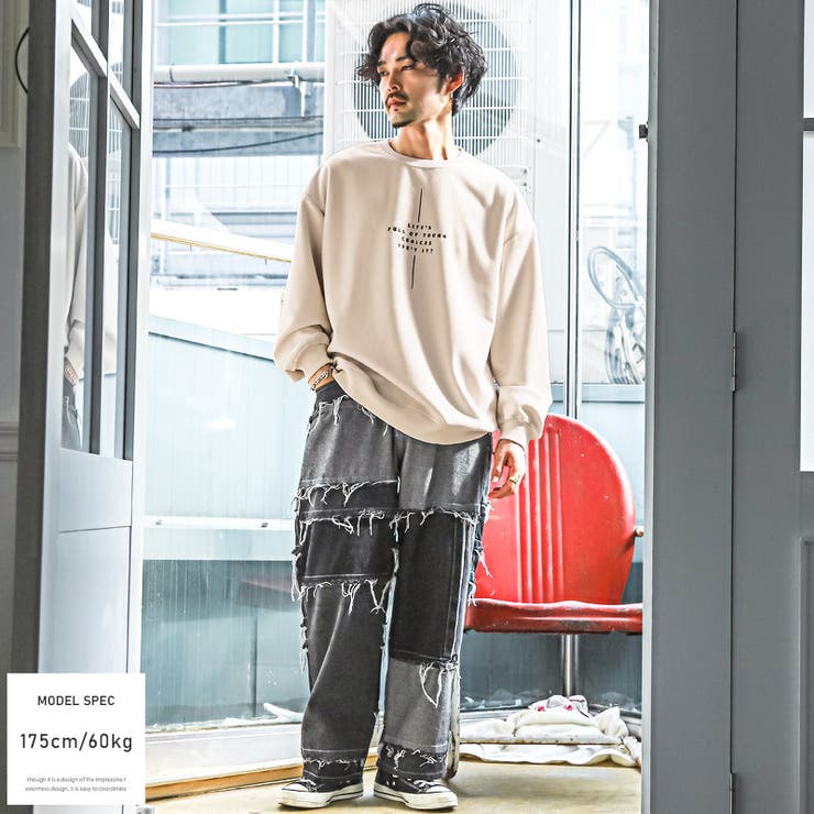 トレーナーメンズフェイクスウェード起毛ロゴ刺繍ビッグシルエットメンズトレーナー長袖プルオーバードロップショルダーくすみカラールーズカジュアルストリートaa-2264