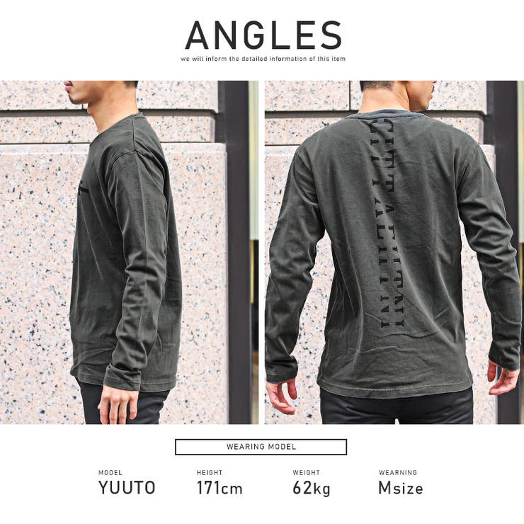 ロンTメンズ長袖Tシャツ硫化染め色落ち加工ロゴプリントメンズロンTカットソートップス長袖クルーネック英字ロゴブラックベージュ古着風カジュアル春秋ビター系BITTERaa-2277
