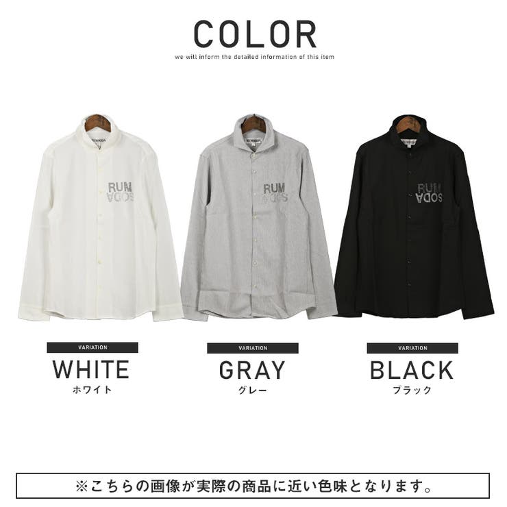 長袖シャツメンズホリゾンタルカラーラインストーンロゴメンズシャツワイヤーカラーホワイトグレーブラックタイト春秋ビター系BITTERaa-2287