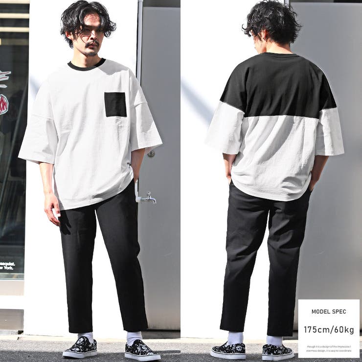 Tシャツメンズ半袖オーバーサイズポケット無地バイカラーメンズTシャツ半袖Tシャツドロップショルダー胸ポケットポケットTシャツホワイトブラックストリート韓国aa-2466