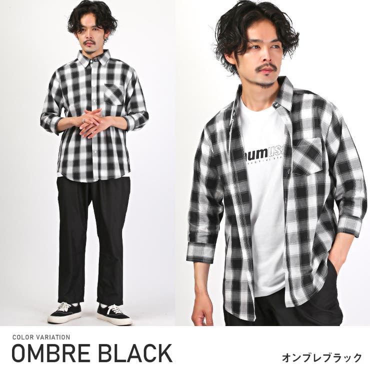 7分袖シャツ メンズ チェックシャツ[品番：LU000012552
