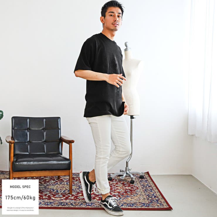 Tシャツエンボス加工半袖薔薇刺繍半袖Tシャツトップスカットソーローズフラワー花柄ロゴ立体3D凹凸無地シンプルホワイトブラックカジュアルストリートビター系BITTER春夏aa-2625