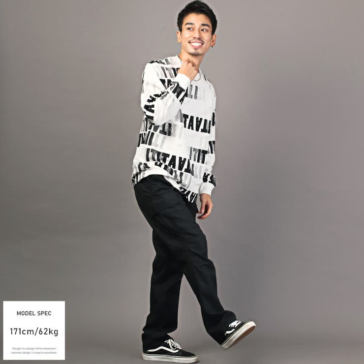 ロンT・メンズ・長袖Tシャツ・ロゴ・プリント・エンボス加工・総柄・袖リブ・メンズロンT・メンズTシャツ・長袖・カットソー・トップス・英字ロゴ・凸凹