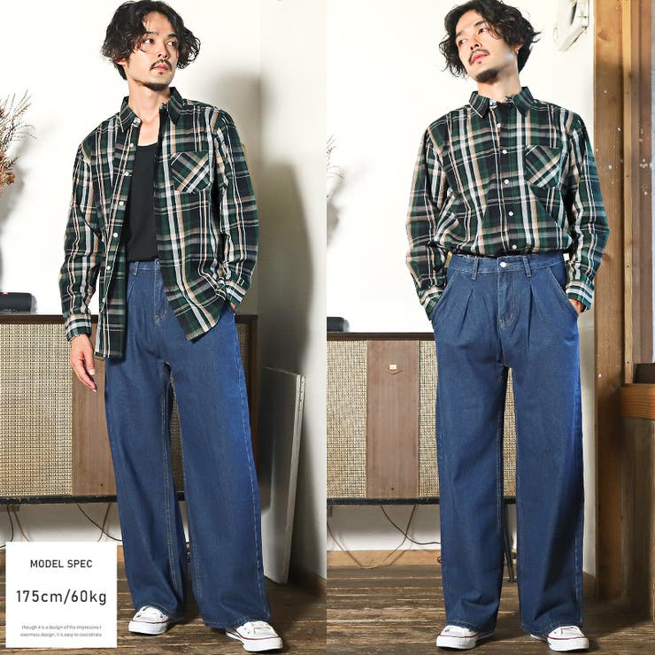 上質で快適 メンズシャツ ウィンドペン[品番：LU000012805 胸ポケット Mサイズ