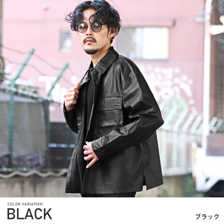レザージャケット メンズ シャツジャケット[品番：LU000012929