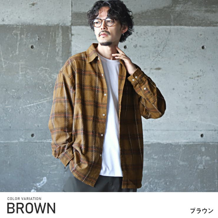 長袖シャツ メンズ チェックシャツ[品番：LU000013004