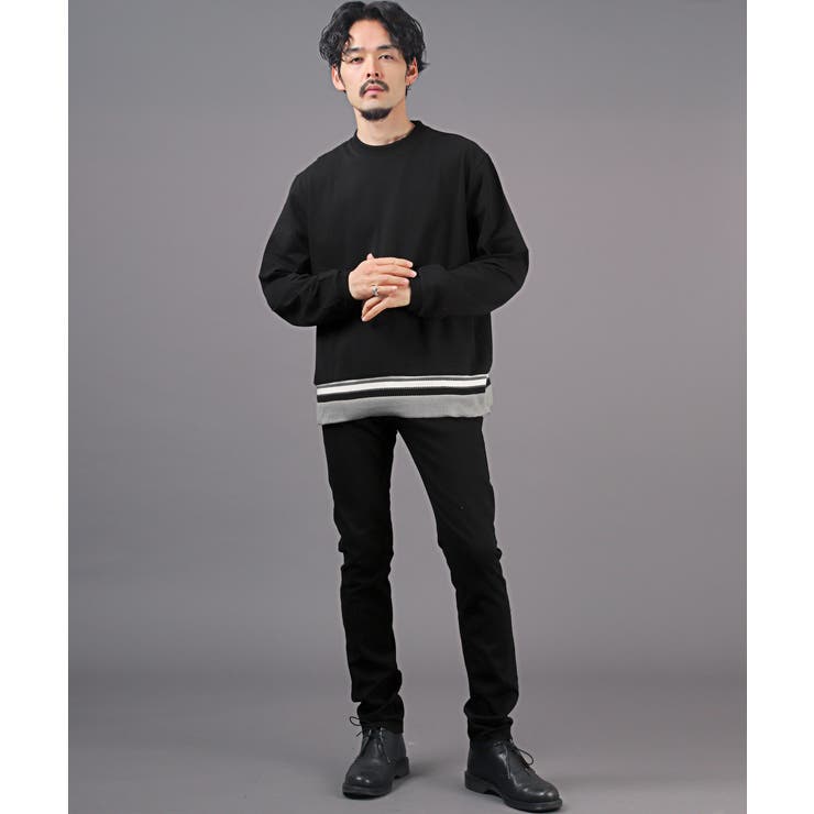 ロンT・メンズ・長袖Tシャツ・ロングスリーブ・無地・綿・コットン・ジャガード・切替・メンズロンT・カットソー・トップス・クルーネック・リブ・ボーダー