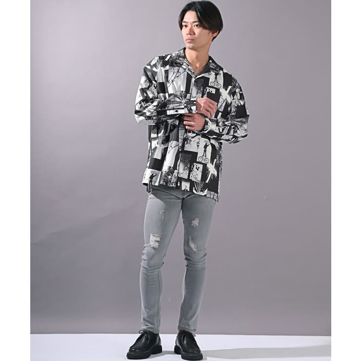 長袖シャツ メンズ 総柄[品番：LU000013040]｜LUXSTYLE（ラグ