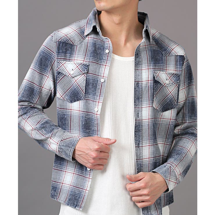 長袖シャツ メンズ チェック[品番：LU000013068]｜LUXSTYLE