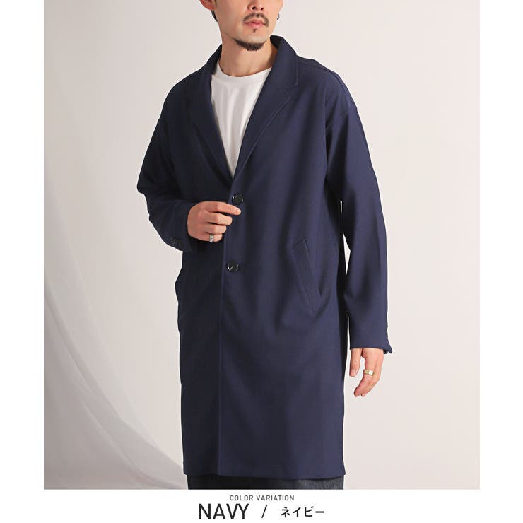 【5％OFF】 チェスターコート メンズ ロング丈[品番：LU000013090 ジャケット・アウター