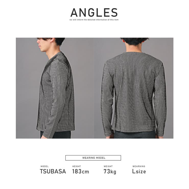 ロンTシャツ・メンズ・長袖Tシャツ・Vネック・ストライプ柄・総柄・凸凹・メンズロンT・カットソー・長袖・トップス・インナー・細ストライプ・ホワイト・ブラック