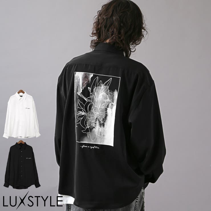 長袖シャツ メンズ バックプリント[品番:LU000013058 長袖シャツ メンズ バックプリント[品番:LU000013058