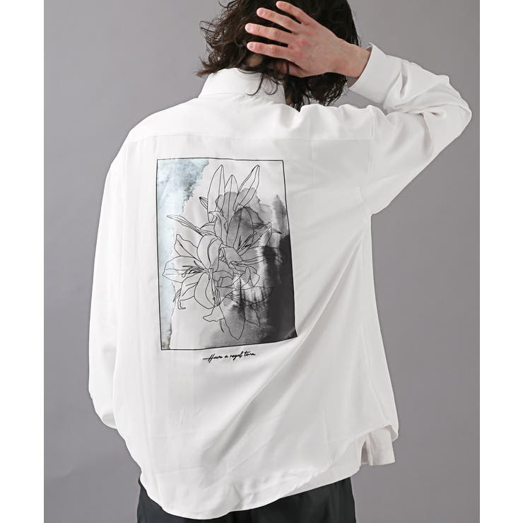 長袖シャツ メンズ バックプリント[品番:LU000013058 長袖シャツ メンズ バックプリント[品番:LU000013058