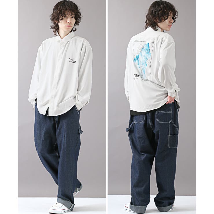 長袖シャツ メンズ バックプリント