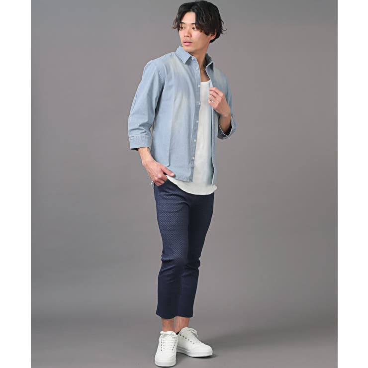 デニムシャツ メンズ 7分袖[品番：LU000013076]｜LUXSTYLE（ラグ