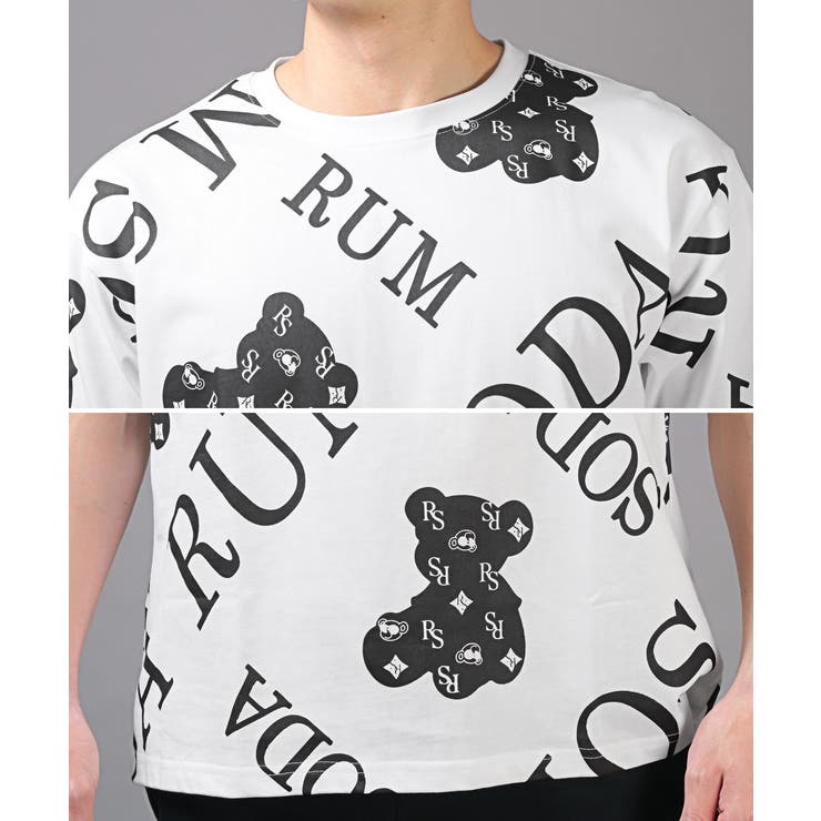 送料無料・RUMSODA(ラムソーダ)パネルベアプリントルーズ半袖Tシャツ・メンズTシャツ・ブランド・パンクベア・ギフト・プレゼント・ユニセックス