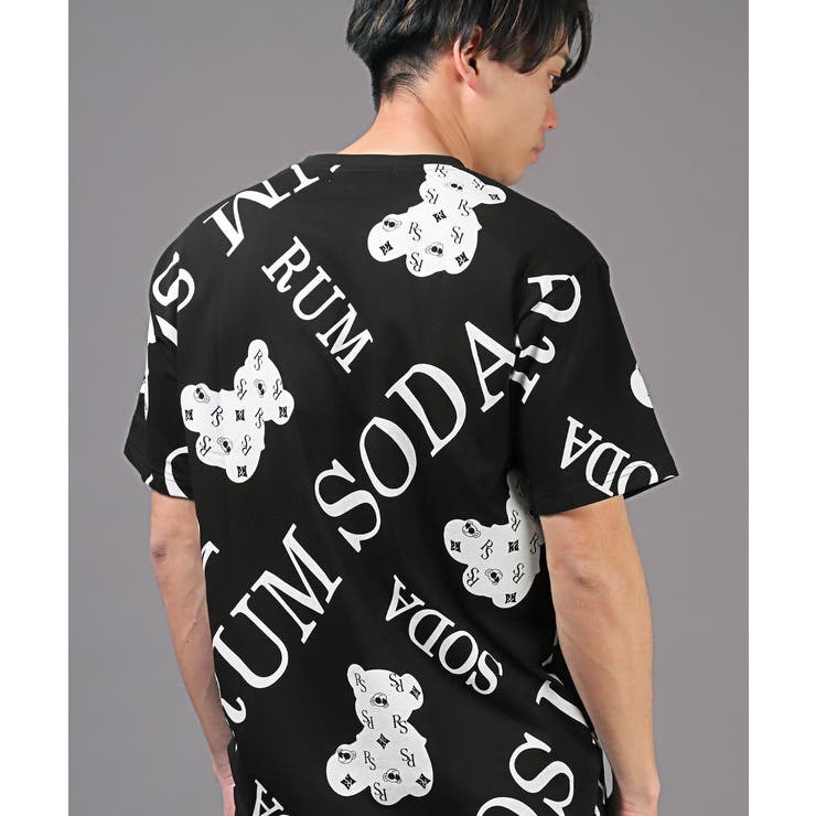 送料無料・RUMSODA(ラムソーダ)パネルベアプリントルーズ半袖Tシャツ・メンズTシャツ・ブランド・パンクベア・ギフト・プレゼント・ユニセックス