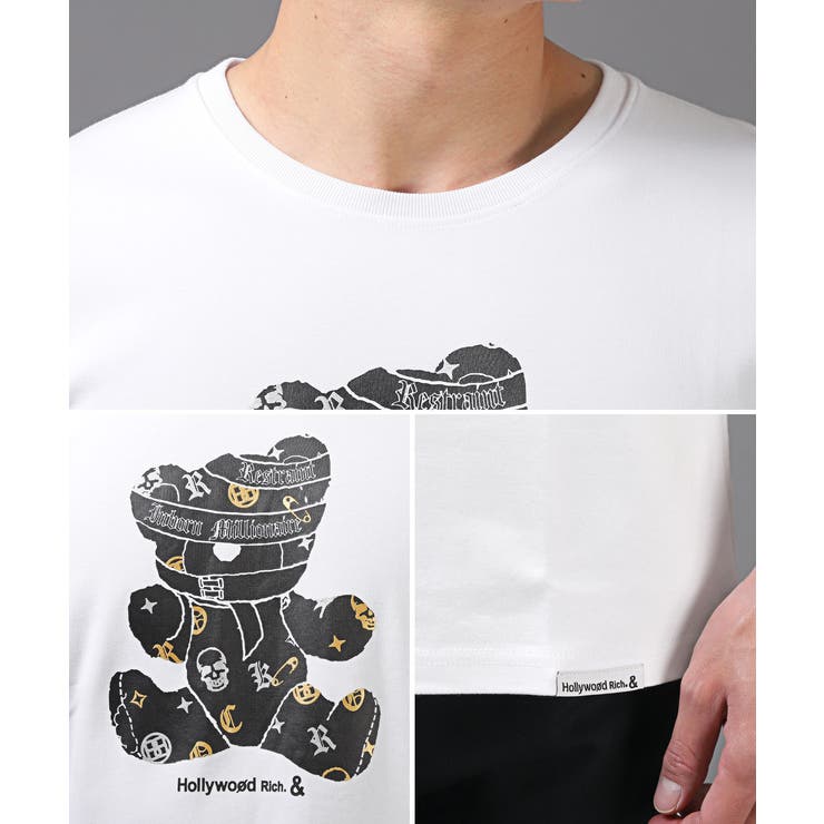 送料無料・Hollywood・rich.&(ハリウッドリッチ)スムースパンクベア半袖Tシャツ・半袖Tシャツ・おしゃれ・ブランド・クマ・ユニセックス