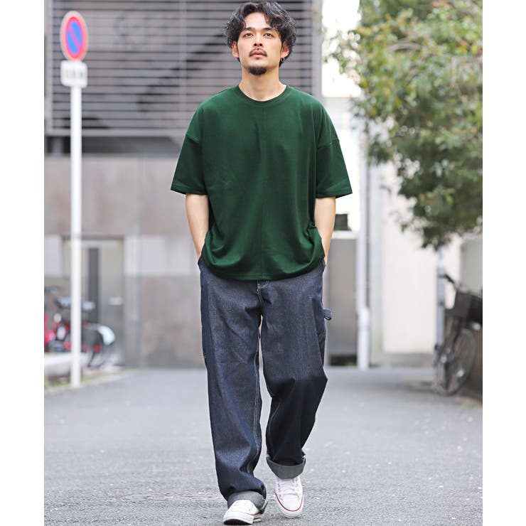 無地半袖Tシャツ・カットソー・ビッグシルエット・BIGTシャツ・無地T・カットソー・シンプル・ルーズ・ゆったり・カジュアル・ストリート