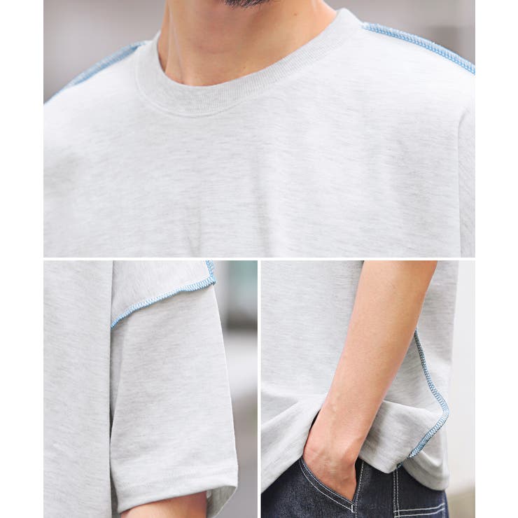 無地ステッチ半袖Tシャツ・半袖Tシャツ・メンズTシャツ・ビッグTシャツ・ユニセックス・アウトステッチ・オーバーサイズ・シンプル・推し活