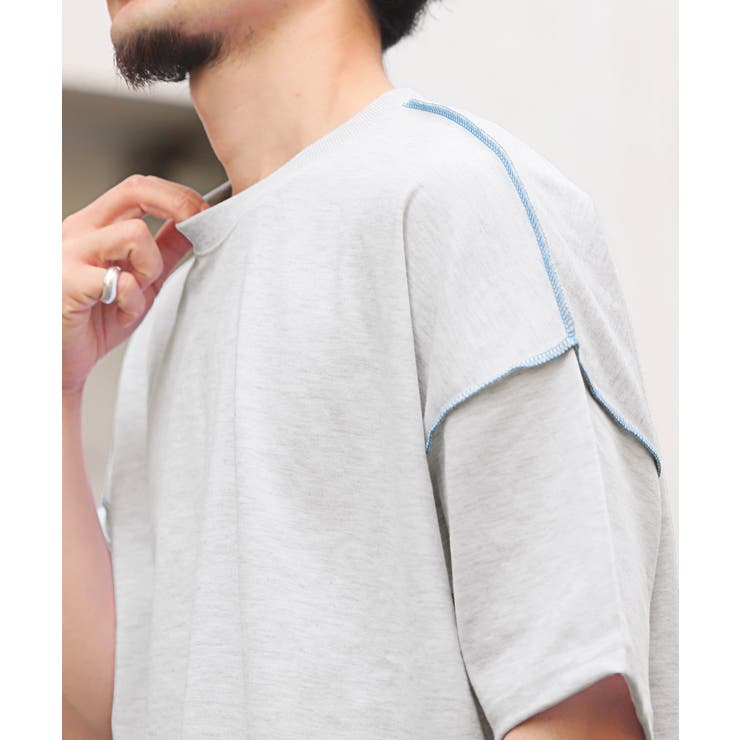 無地ステッチ半袖Tシャツ・半袖Tシャツ・メンズTシャツ・ビッグTシャツ・ユニセックス・アウトステッチ・オーバーサイズ・シンプル・推し活