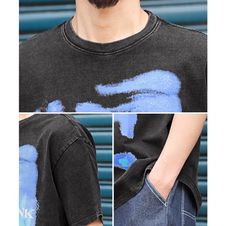 グラフィックプリント半袖Tシャツ・メンズTシャツ・カットソー・黒・ユニセックス・古着・カジュアル・アメカジ・ストリート・韓国