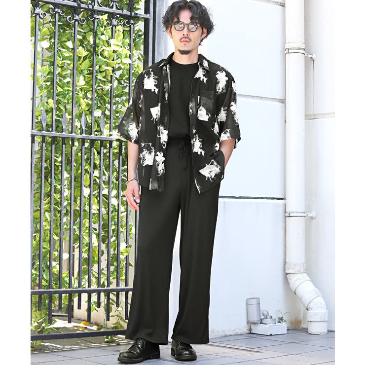 プリーツワイドイージーパンツ・スラックス・ボトムス・イージー・ユニセックス・シンプル・部屋着・ルームウェア・上品・きれいめ・韓国