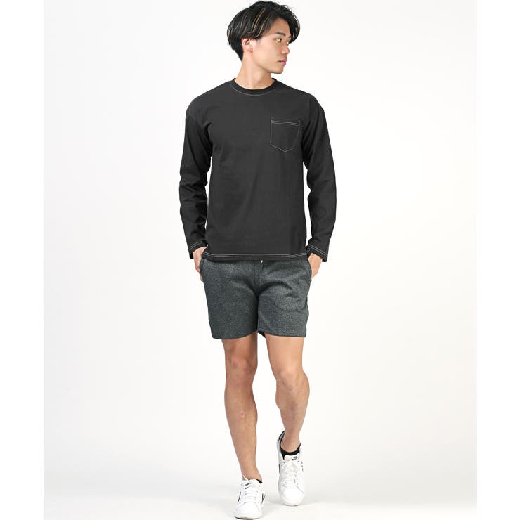 無地胸ポケットロンT・オーバーサイズ・BIG・ユニセックス・長袖Tシャツ・カットソー・コットン・綿・シンプル・カジュアル・アメカジ