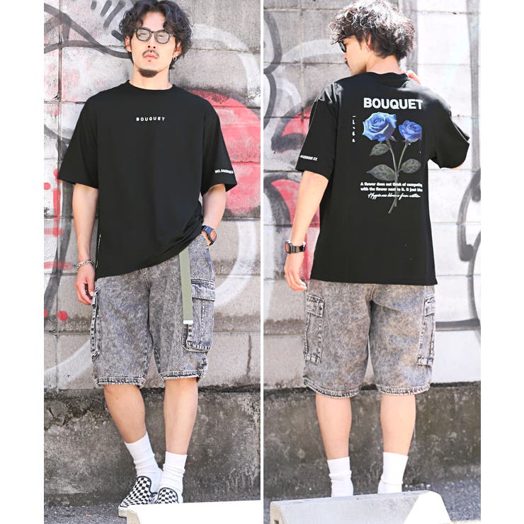ブルーローズフォトプリント半袖Tシャツ・メンズTシャツ・ユニセックス・薔薇・バラ・クール・涼しい・オーバーサイズ・おしゃれ・ギフト