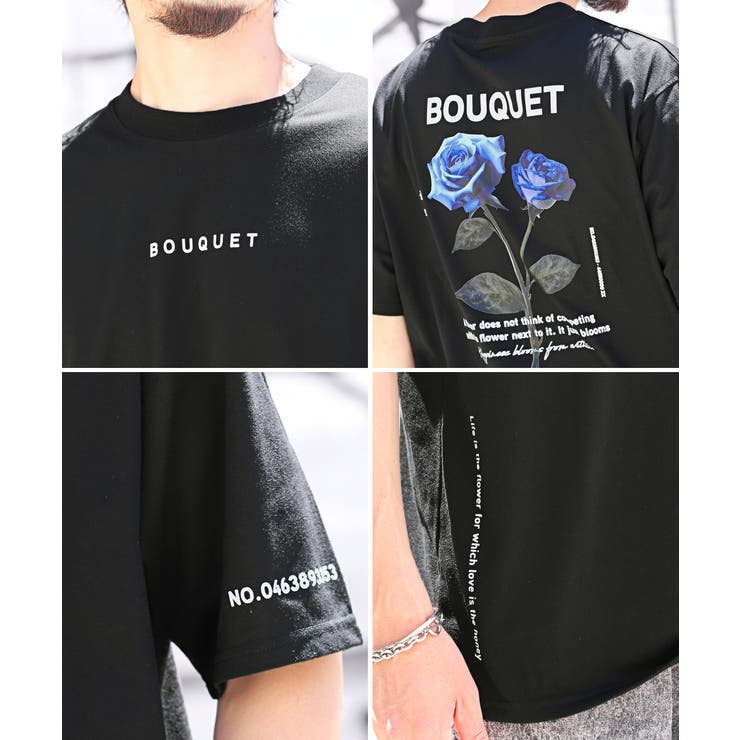 ブルーローズフォトプリント半袖Tシャツ・メンズTシャツ・ユニセックス・薔薇・バラ・クール・涼しい・オーバーサイズ・おしゃれ・ギフト