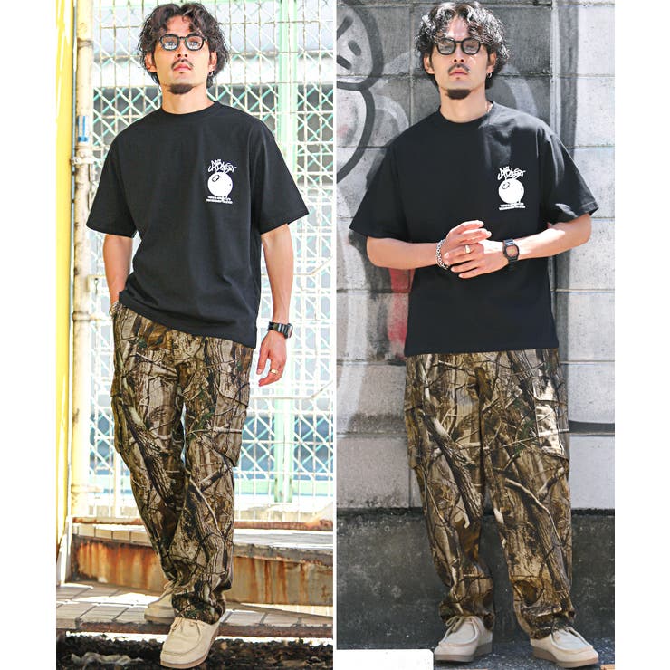 送料無料・総柄プリントカーゴパンツ・ワイドカーゴ・ゆったり・バギーパンツ・カモフラージュ・タイダイ柄・ミリタリー・ストリート