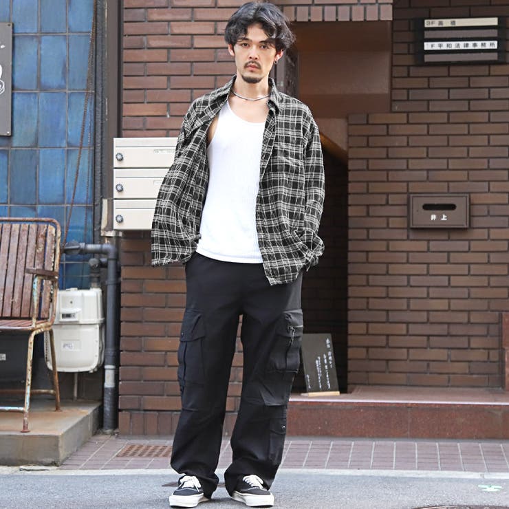 長袖先染めチェック柄ネルシャツ・フランネルシャツ・柄シャツ・カジュアルシャツ・ユニセックス・おしゃれ・秋・春・冬・古着・韓国・大人