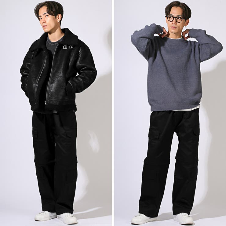 カーゴパンツ メンズ ワイドパンツ[品番：LU000013490