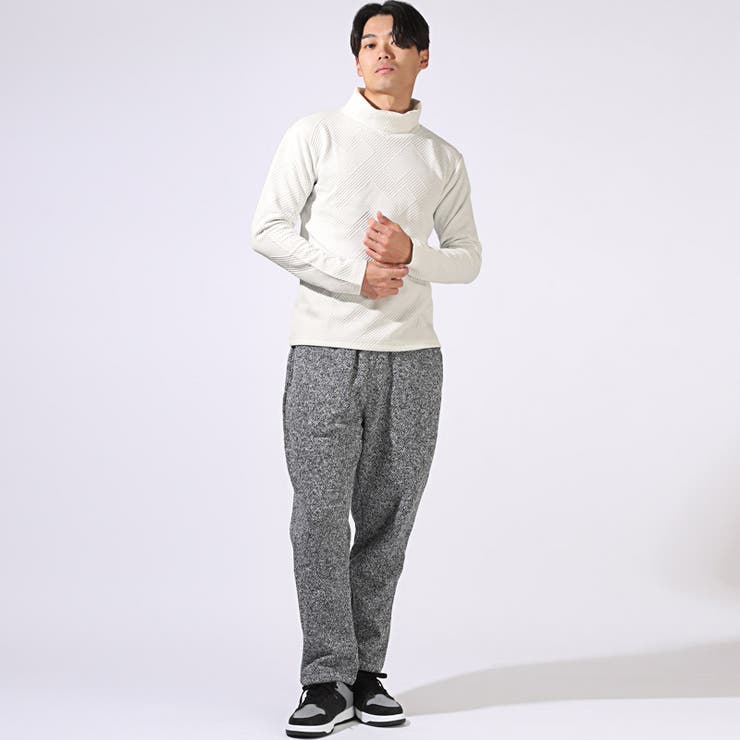 バイアス幾何学キルトロンT・カットソー・タートルネックロンT・インナー・あったか・上品・高見え・プチプラ・ユニセックス・おしゃれ