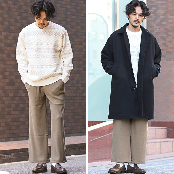 ワイドパンツ・メンズ・レディース・イージーパンツ・コーデュロイ・裏起毛・大きいサイズ・暖かい・あったか・ゆったり・秋冬・無地・韓国