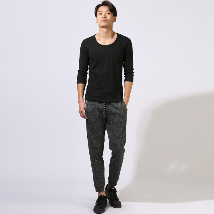 ロンT・7分袖・七分袖・Tシャツ・メンズ・Uネック・丸首・トップス・カットソー・インナー・無地・ストレッチ・伸縮・大きいサイズ・春服・秋服・20代・30代・40代・50代・60代・通年・長袖・クルーネック・細身・普段着・肌着