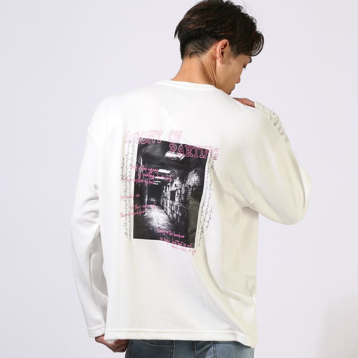 ロンT・Tシャツ・トップス・カットソー・メンズ・長袖・バックプリント・刺繍・グラフィック・アート・ロゴ・フォト・ワンポイント・クルーネック・ゆったり・ストリート