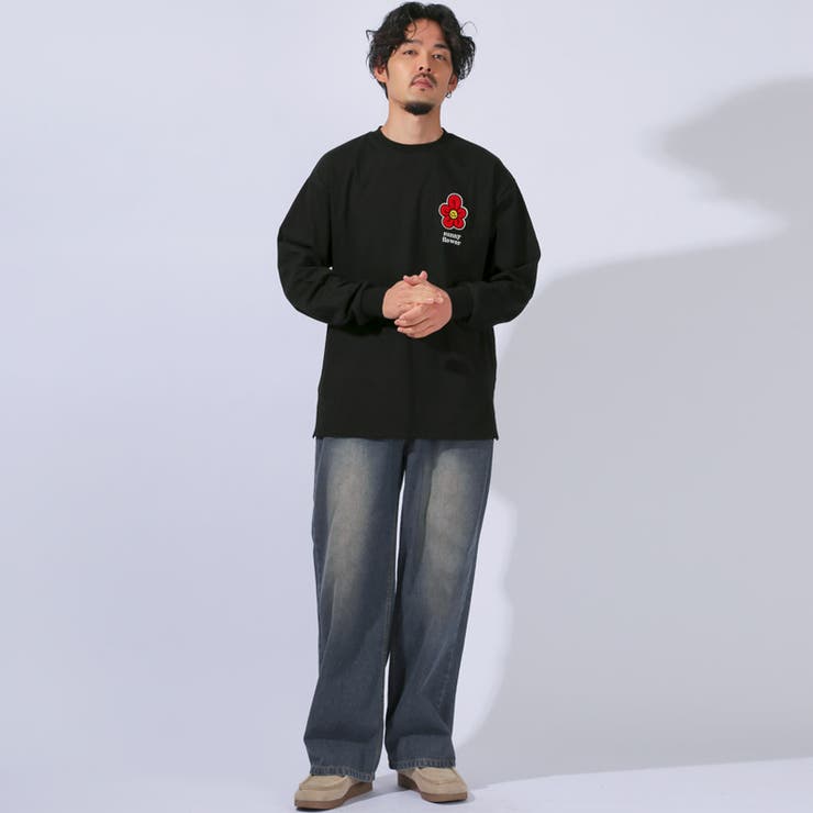 ロンT・長袖Tシャツ・Tシャツ・長袖・メンズ・ロングスリーブ・刺繍・サガラ刺繍・ワンポイント・選べるデザイン・ワッペン・ゆったり・大きいサイズ・カジュアル・シンプル・ストリート・ホワイト・白・ブラック・黒・白T・黒T・春服・秋服・10代・20代・30代