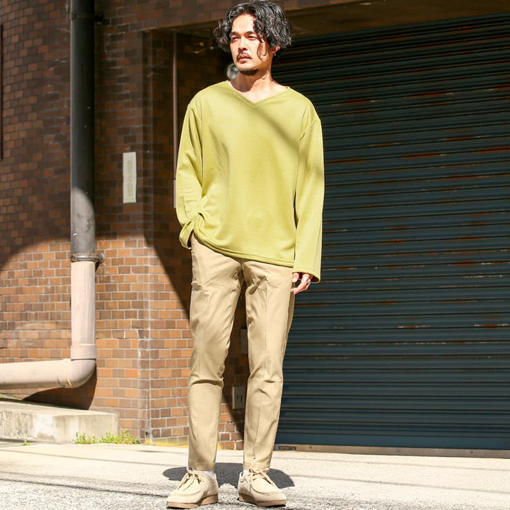 ロンT・Tシャツ・トップス・カットソー・メンズ・長袖・ロングスリーブ・無地・Vネック・ドローコード付き・ゆったり・大きいサイズ・伸縮性・単色・人気・白・黒・青・黄色・くすみカラー・カジュアル・スポーツ