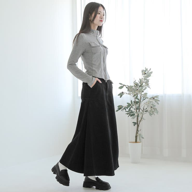 デニムスカート レディース ロングスカート[品番：LU000013537