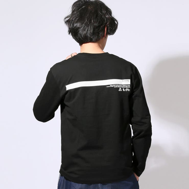 TRAP/U・トラップユー・ロンT・Tシャツ・メンズ・長袖・ロングスリーブ・トップス・カットソー・天竺・OE・綿100・コットン・プリント・ロゴ・バックプリント・ブランド・クルーネック・丸首・白T・黒T・ホワイト・ブラック・春服・秋服・10代・20代・30代・レディース