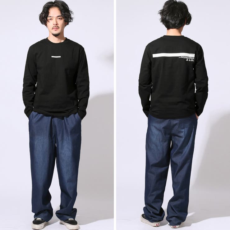 TRAP/U・トラップユー・ロンT・Tシャツ・メンズ・長袖・ロングスリーブ・トップス・カットソー・天竺・OE・綿100・コットン・プリント・ロゴ・バックプリント・ブランド・クルーネック・丸首・白T・黒T・ホワイト・ブラック・春服・秋服・10代・20代・30代・レディース