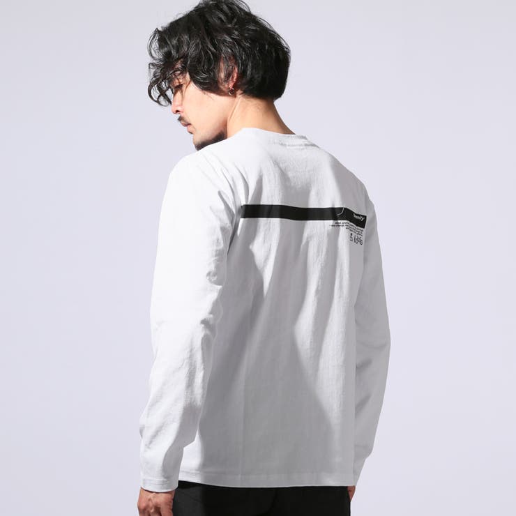 TRAP/U・トラップユー・ロンT・Tシャツ・メンズ・長袖・ロングスリーブ・トップス・カットソー・天竺・OE・綿100・コットン・プリント・ロゴ・バックプリント・ブランド・クルーネック・丸首・白T・黒T・ホワイト・ブラック・春服・秋服・10代・20代・30代・レディース