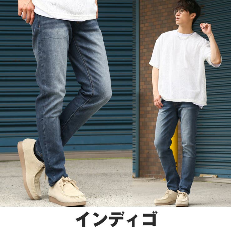 デニムパンツ・テーパードパンツ・ジーンズ・ジーパン・Gパン・スキニー・メンズ・テーパード・スリム・フルレングス・YKK・ユーズド加工・ストレッチ・カジュアル・ストリート・春・夏・秋・冬・20代・30代・40代
