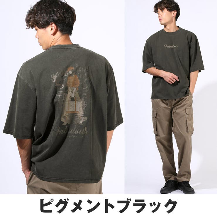 Tシャツ・半袖・メンズ・レディース・半袖Tシャツ・トップス・ピグメント・ハードウォッシュ・ウォッシュ加工・ガール・イラスト・プリント・ロゴ・オーバーサイズ・大きいサイズ・クルーネック・カジュアル・ストリート・ユニセックス