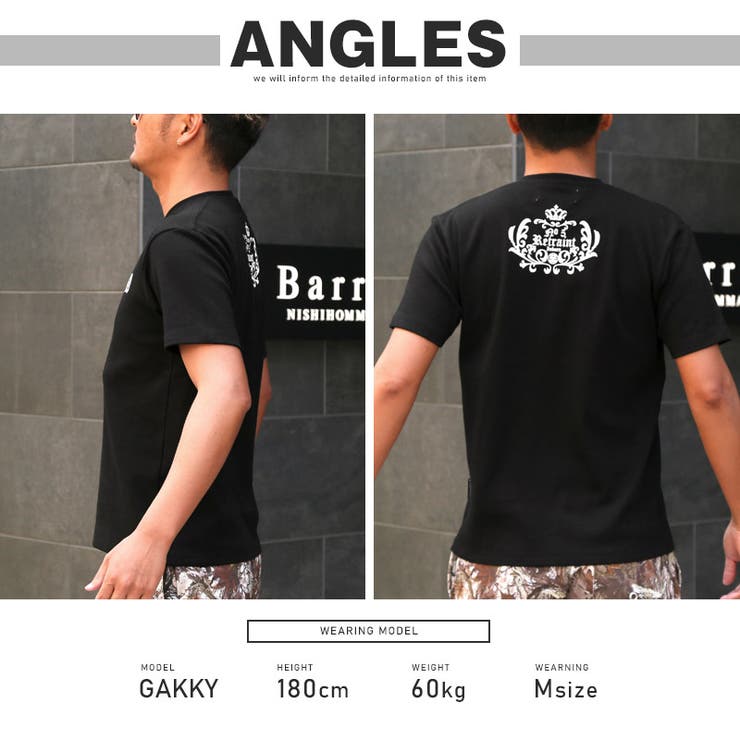 Tシャツ・トップス・メンズ・半袖・ブランド・ゴシック・ブラックレター・ロゴ・プリント・バックプリント・スリム・綿100・コットン・白T・黒T・ホワイト・ブラック・20代・30代・40代・カジュアル・ストリート・ダンス