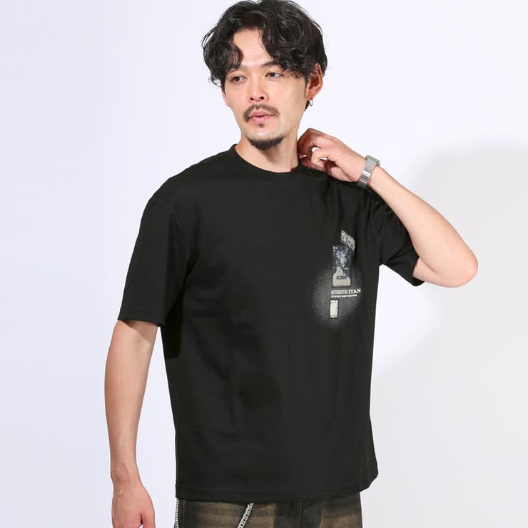 半袖Tシャツ メンズ ショルダーバックル ラウンドネック 2色 FLAG ON CREW Tシャツ 無地 半袖 メンズ ポケット付 2枚セット